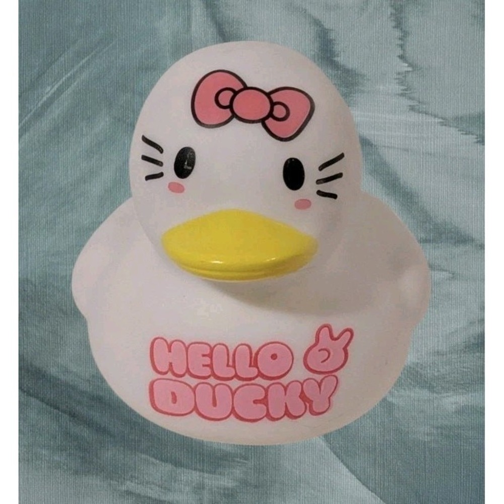 Parody Rubber Duck Hello Ducky Big Bath Pool Toy Kitty White Pink Bow Cute 6"